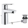 Grohe BauEdge Cloakroom Mono Basin Mixer Tap with Waste - Chrome