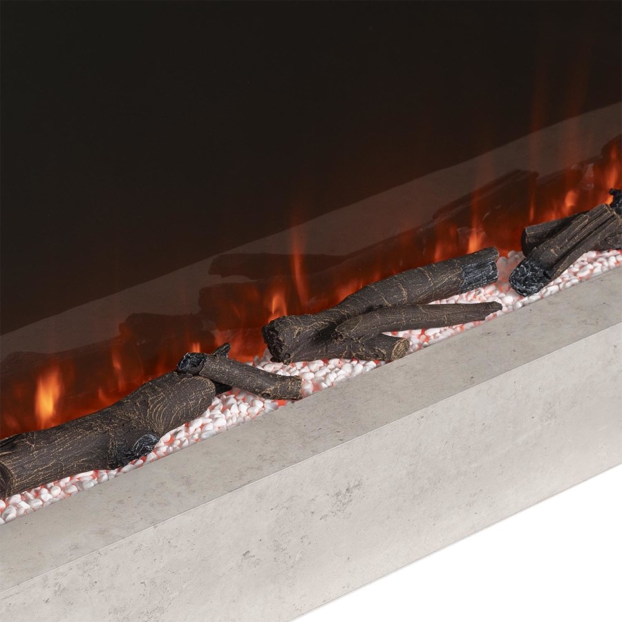 Stone Effect Freestanding 62 Inch Electric Fireplace with Pebbles - AmberGlo
