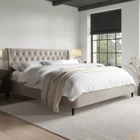 ONLY OPENED - Beige Velvet Super King Ottoman Bed With Legs - Amara
