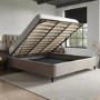 ONLY OPENED - Beige Velvet Super King Ottoman Bed With Legs - Amara