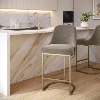 ONLY OPENED - Mink Velvet Kitchen Stool with Gold Legs - Callie