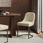 ONLY OPENED - Set of 2 Beige Upholstered Dining Chairs with Brass Legs - Callie