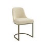 ONLY OPENED - Set of 2 Beige Upholstered Dining Chairs with Brass Legs - Callie