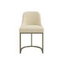ONLY OPENED - Set of 2 Beige Upholstered Dining Chairs with Brass Legs - Callie