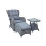 ONLY OPENED - Grey Rattan Garden Sun Lounger with Table and Footstool - Aspen