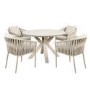 ONLY OPENED - 4 Seater Beige Rope Round Garden Dining Set