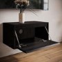 ONLY OPENED - Wide Black Floating Bedside Table with Storage - Hiro