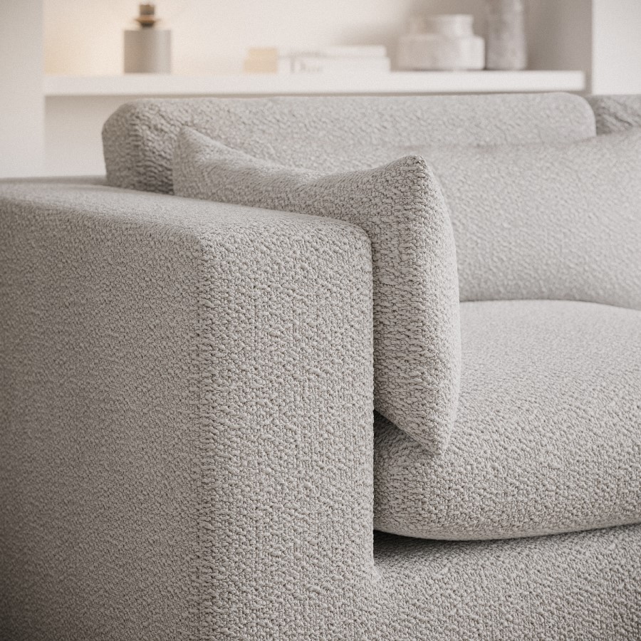 ONLY OPENED - Beige Boucle 4 Seater Modular Sofa - Hudson