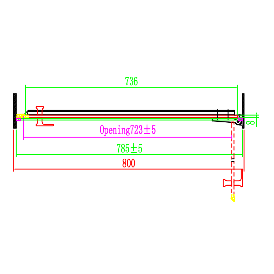 800mm Ribbed / Fluted Glass Right Hand Hinged Door Shower Enclosure 8mm Glass - Matira