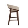 ONLY OPENED - Walnut & Beige Upholstered Curved Kitchen Stool with Back - Owen