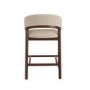 ONLY OPENED - Walnut & Beige Upholstered Curved Kitchen Stool with Back - Owen