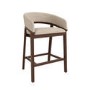 ONLY OPENED - Walnut & Beige Upholstered Curved Kitchen Stool with Back - Owen