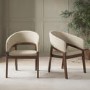 ONLY OPENED - Set of 2 Walnut and Beige Upholstered Curved Dining Chairs - Owen