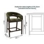 ONLY OPENED - Walnut & Olive Green Velvet Curved Kitchen Stool with Back - Owen
