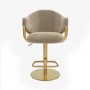 ONLY OPENED - Beige Velvet Adjustable Swivel Bar Stool with Gold Base - Ronnie