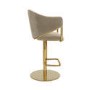ONLY OPENED - Beige Velvet Adjustable Swivel Bar Stool with Gold Base - Ronnie