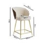 ONLY OPENED - Beige Upholstered Kitchen Stool with Wooden Back - Tori