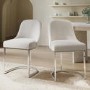 ALMOST PERFECT - Set of 2 Beige Boucle Dining Chairs with Chrome Legs - Callie