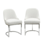 ALMOST PERFECT - Set of 2 Beige Boucle Dining Chairs with Chrome Legs - Callie