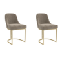 ALMOST PERFECT - Set of 2 Mink Velvet Dining Chairs with Gold Legs - Callie