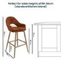 ALMOST PERFECT - Oak and Burnt Orange Upholstered Kitchen Stool with Back - Colbie