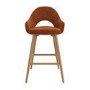 ALMOST PERFECT - Oak and Burnt Orange Upholstered Kitchen Stool with Back - Colbie