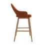 ALMOST PERFECT - Oak and Burnt Orange Upholstered Kitchen Stool with Back - Colbie