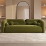 ALMOST PERFECT - Olive Green Velvet Curved 3 Seater Cloud Sofa - Elma