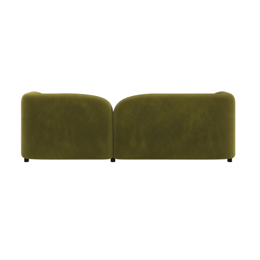ALMOST PERFECT - Olive Green Velvet Curved 3 Seater Cloud Sofa - Elma