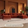 ALMOST PERFECT - Large Burnt Orange Velvet Reversible 5 Seater Chaise Corner Sofa - Hudson