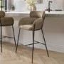 ALMOST PERFECT - Beige Faux Leather Curved Kitchen Stool with Back - Isla