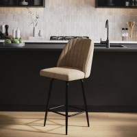 ALMOST PERFECT - Beige Faux Leather Swivel Kitchen Stool - Logan