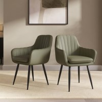 ALMOST PERFECT - Set of 2 Sage Green Faux Leather Dining Chairs - Logan