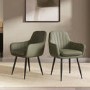 ALMOST PERFECT - Set of 2 Sage Green Faux Leather Dining Chairs - Logan