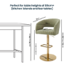 ALMOST PERFECT - Curved Sage Green Velvet Adjustable Swivel Bar Stool with Gold Metal Base - Runa
