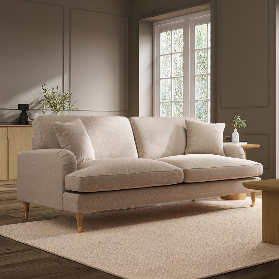 Beige Woven Fabric 3 Seater Sofa - Payton