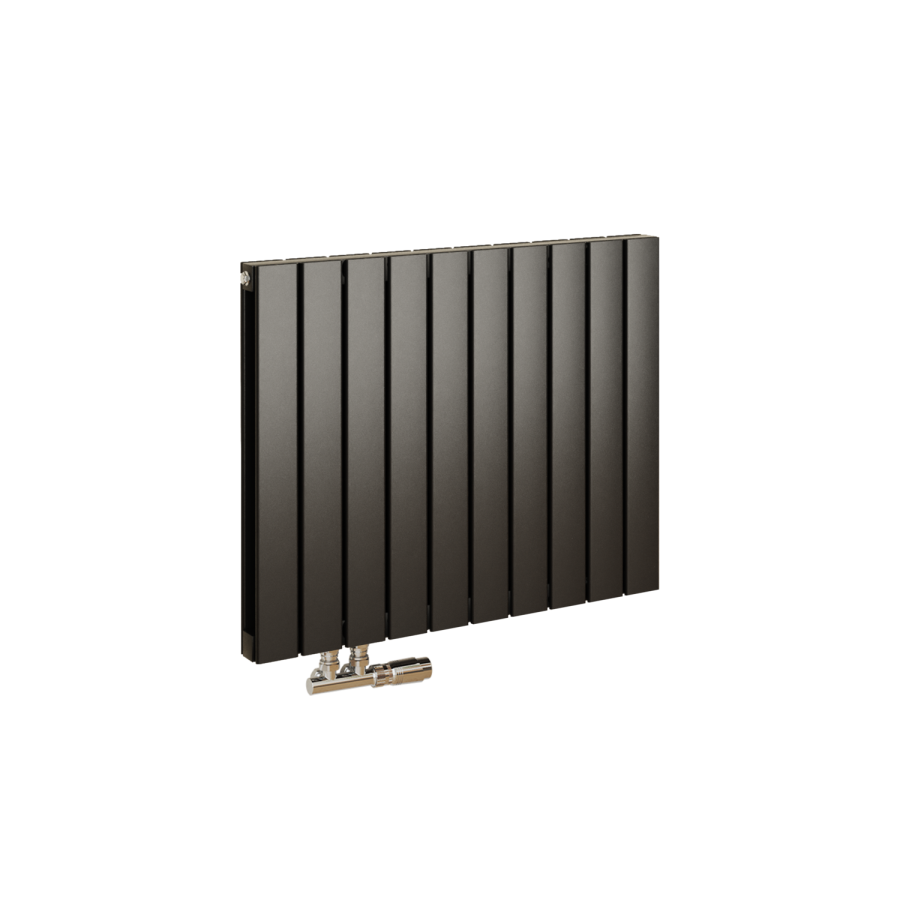 Eco Eleganza Midnight Black Horizontal Flat Aluminium Middle Connection Radiator 600x750mm Double Panel 3056 BTU