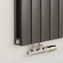 Eco Eleganza Midnight Black Horizontal Flat Aluminium Middle Connection Radiator 600x750mm Double Panel 3056 BTU