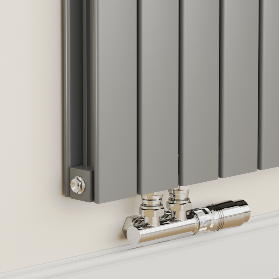 Eco Eleganza Anthracite Horizontal Flat Aluminium Middle Connection Radiator 600x750mm Double Panel 3056 BTU