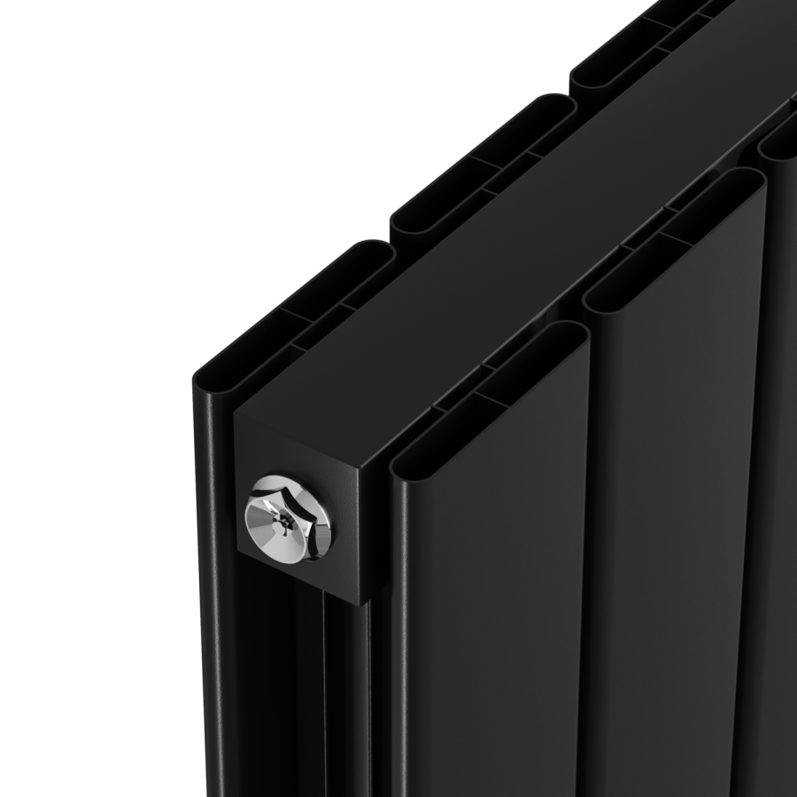 Eco Eleganza Midnight Black Horizontal Flat Aluminium Middle Connection Radiator 600x975mm Double Panel 3973 BTU
