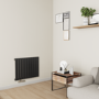 Eco Eleganza Midnight Black Horizontal Flat Aluminium Middle Connection Radiator 600x750mm Single Panel 2302 BTU