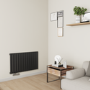 Eco Eleganza Midnight Black Horizontal Flat Aluminium Middle Connection Radiator 600x975mm Single Panel 2992 BTU