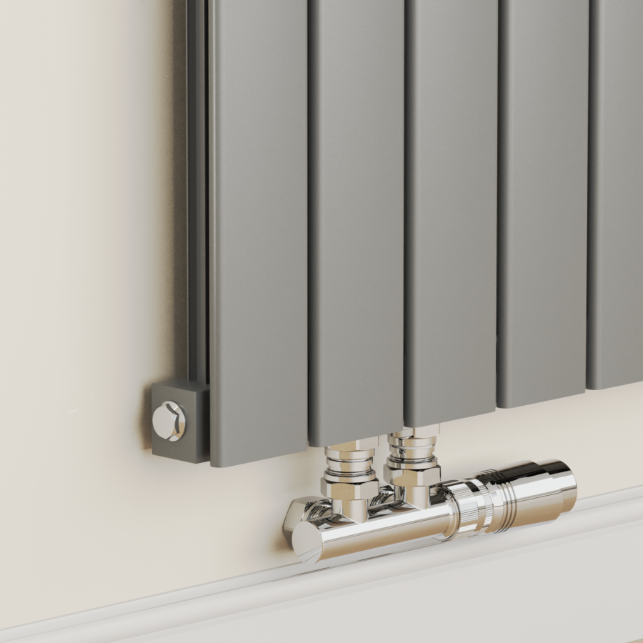 Eco Eleganza Anthracite Horizontal Flat Aluminium Middle Connection Radiator 600x975mm Single Panel 2992 BTU