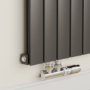 Eco Eleganza Midnight Black Vertical Flat Aluminium Middle Connection Radiator 1600x300mm Single Panel 2036 BTU