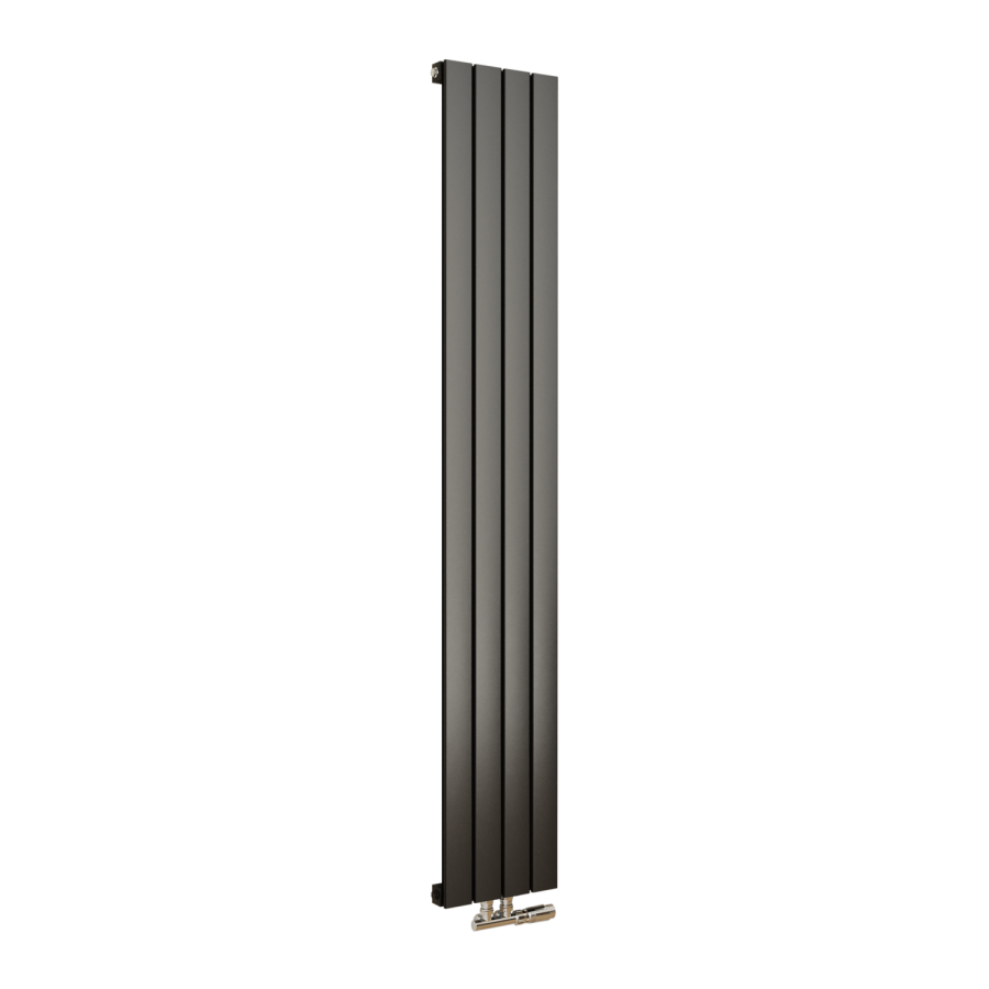 Eco Eleganza Midnight Black Vertical Flat Aluminium Middle Connection Radiator 1800x300mm Single Panel 2258 BTU