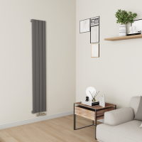 Eco Eleganza Anthracite Vertical Flat Aluminium Middle Connection Radiator 1800x300mm Single Panel 2258 BTU
