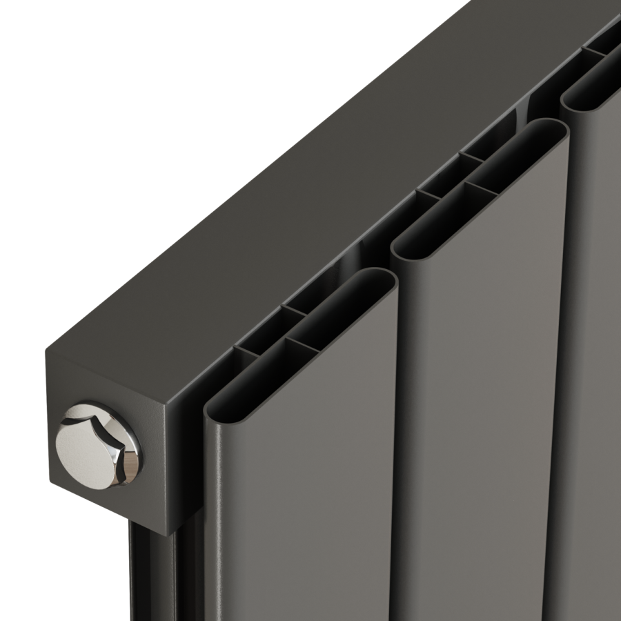 Eco Eleganza Anthracite Vertical Flat Aluminium Middle Connection Radiator 1800x300mm Single Panel 2258 BTU