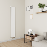 Eco Eleganza White Vertical Flat Aluminium Middle Connection Radiator 1800x300mm Single Panel 2258 BTU