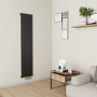Eco Eleganza Midnight Black Vertical Flat Aluminium Middle Connection Radiator 1800x375mm Single Panel 2823 BTU