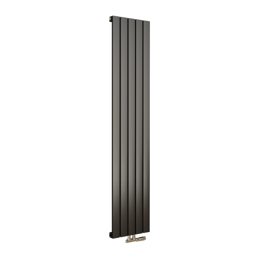 Eco Eleganza Midnight Black Vertical Flat Aluminium Middle Connection Radiator 1800x375mm Single Panel 2823 BTU